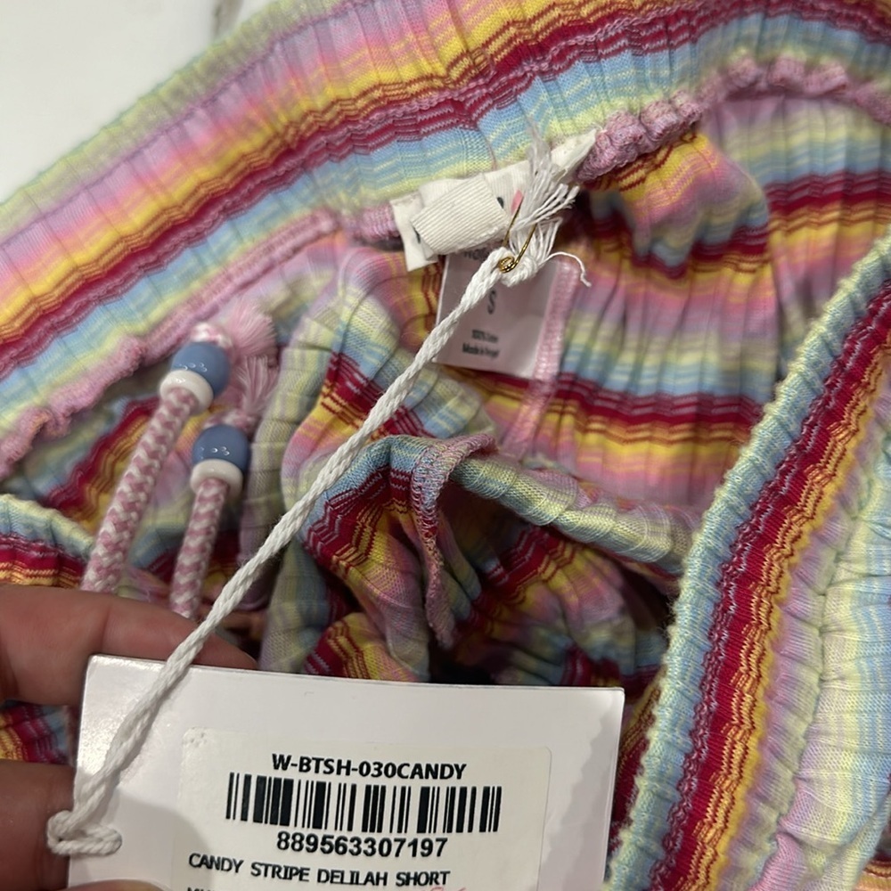 Roller Rabbit Candy Stripe‎ Delilah Short Rainbow Pleated Ruffle Drawstring - Picture 7 of 7